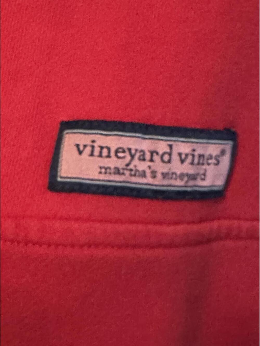 Vineyard Vines Men’s Red Quarter Zip Pullover Sweatshirt - Picture 3 of 4